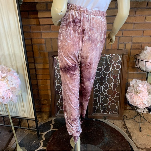 RAINBOW PINK & DARK PINK CRUSHED VELOUR JOGGER PANTS (1X) - Picture 4 of 13